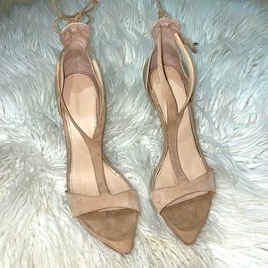 Zara women’s strappy heels nude suede 41